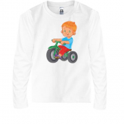 Детская футболка с длинным рукавом с мальчиком на велосипеде