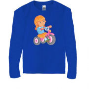 Детская футболка с длинным рукавом с девочкой на велосипеде
