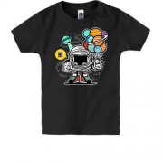 Детская футболка с космонавтом и планетами шариками
