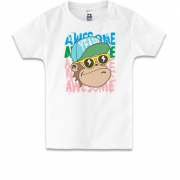 Детская футболка с обезьяной в очках и кепке