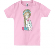 Детская футболка с девушкой и коктейлем Sweet