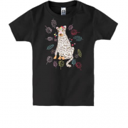 Детская футболка с белым леопардом