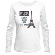 Жіночий лонгслів Paris is always a good idea Let's travel !