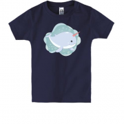 Детская футболка с китом-единорогом