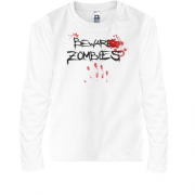 Детская футболка с длинным рукавом Beware Zombies с кровавым отп