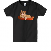 Детская футболка Довольный кот в горшке