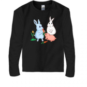 Детская футболка с длинным рукавом Кролики и морковка