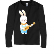 Детская футболка с длинным рукавом Зайчонок с гитарой