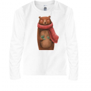 Детская футболка с длинным рукавом Медведь в шарфе