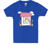 Детская футболка Девочка и зайчик на карантине