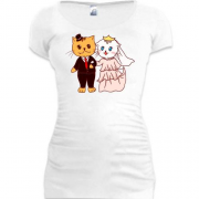 Подовжена футболка Кот і кішечка одружуються