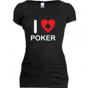 Женская удлиненная футболка I love Poker