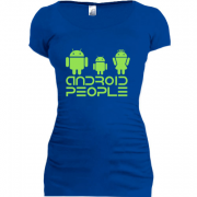 Женская удлиненная футболка Android People (2)