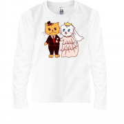 Детская футболка с длинным рукавом Кот и кошечка женятся