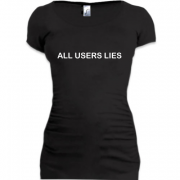 Женская удлиненная футболка Все пользователи врут