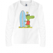 Детская футболка с длинным рукавом Crocodile surfer
