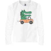 Детская футболка с длинным рукавом Crocodile in the car