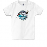Детская футболка Fishing round art
