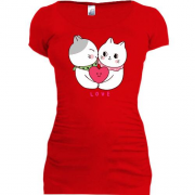 Подовжена футболка закохані коти