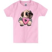 Детская футболка Мопс с пончиком