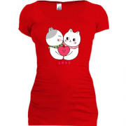 Подовжена футболка закохані котики.
