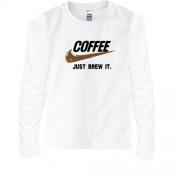 Детская футболка с длинным рукавом COFFEE. Just brew it.