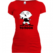 Женская удлиненная футболка Never too young to rock