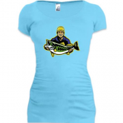 Подовжена футболка Рибак з рибою в руках