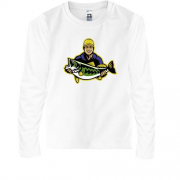Детская футболка с длинным рукавом Рыбак с рыбой в руках