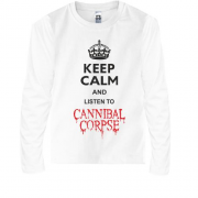 Дитячий лонгслів Keep Calp and listen to Cannibal Corpse