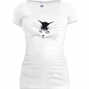 Женская удлиненная футболка с кошкой