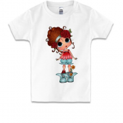 Детская футболка Girl with red flowers