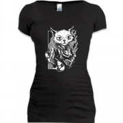 Туника Cat with skate black and white