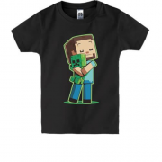 Дитяча футболка Minecraft Boy with green doll