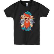 Детская футболка Skull with a red beard