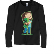 Детская футболка с длинным рукавом Minecraft Boy with green doll