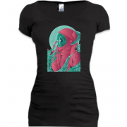 Подовжена футболка Astronaut Skull