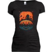 Подовжена футболка Halloween pumpkin. Be afraid