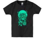 Детская футболка Green moon and skull