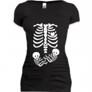 Женская удлиненная футболка Скелетики близнецы