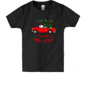 Детская футболка Happy Ney Year red car