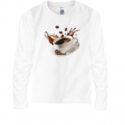 Детская футболка с длинным рукавом с чашкой кофе
