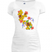 Подовжена футболка Бджоли з квітами