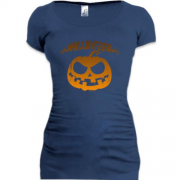 Подовжена футболка з написом Halloween і злим гарбузом