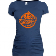 Подовжена футболка Happy Halloween з гарбузом в колі