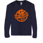 Детская футболка с длинным рукавом Happy Halloween с тыквой в кр