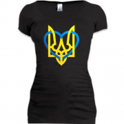 Подовжена футболка герб України із серцем