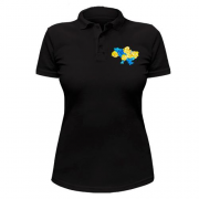 Жіноча футболка-поло Мапа України з акварельних квітів