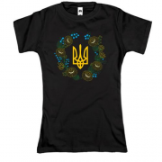 Футболка герб Украины в цветочном венке