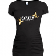 Женская удлиненная футболка System of a Down с руками
